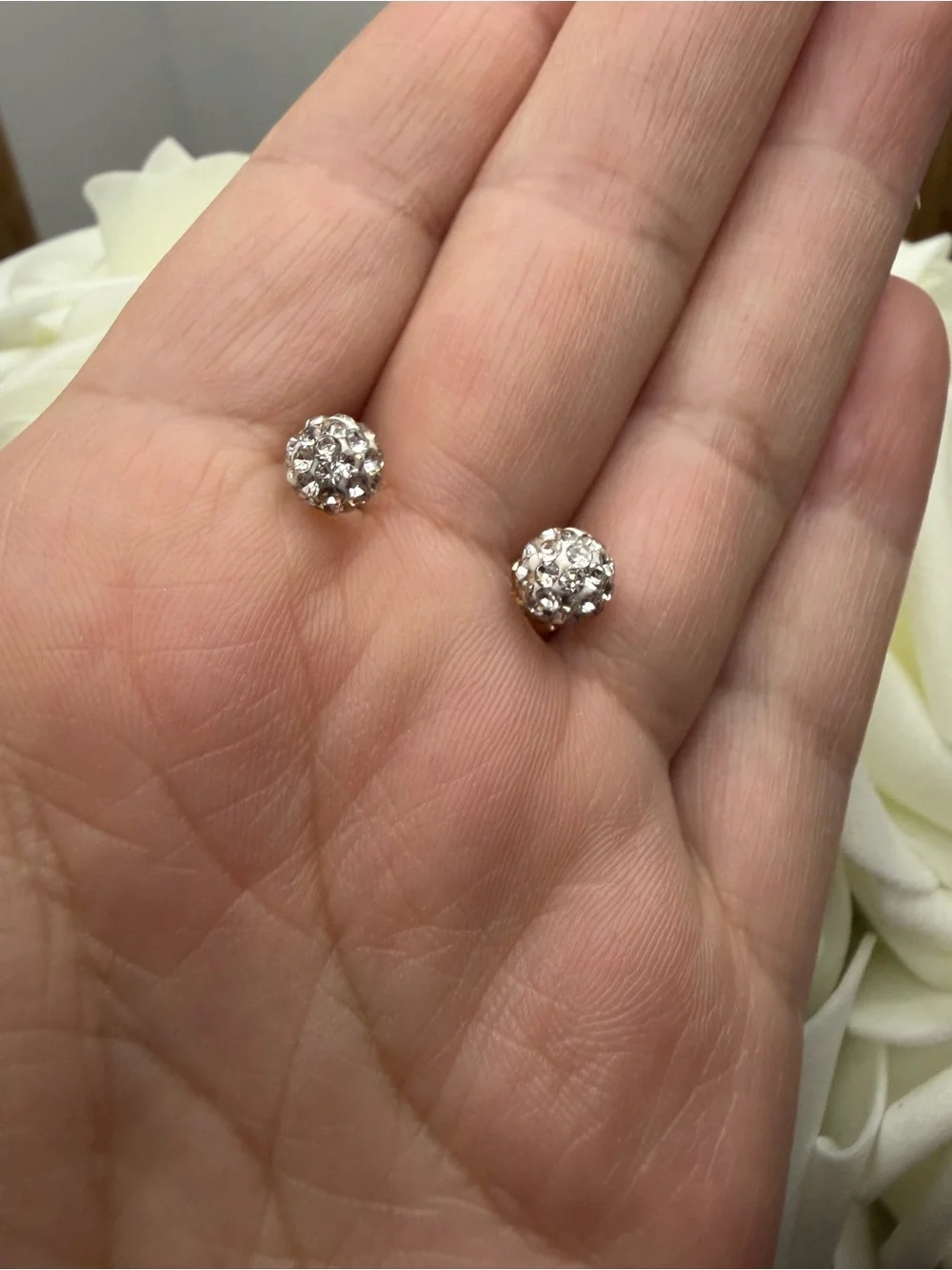 Crystal Cluster Stud Earrings - Silver Tone